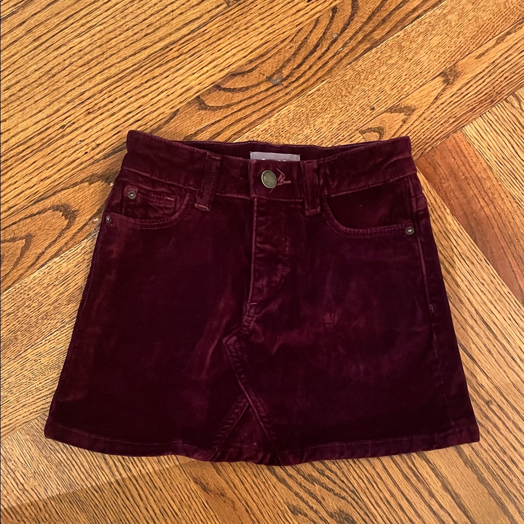 Dl 1961 Girls Jenny Mini Skirt In Burgundy Velvet Sz 7